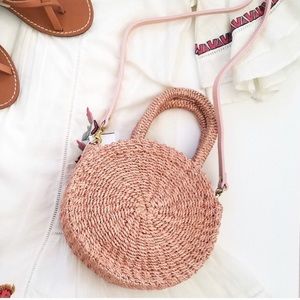 Clare v blush woven straw bag blush petite
